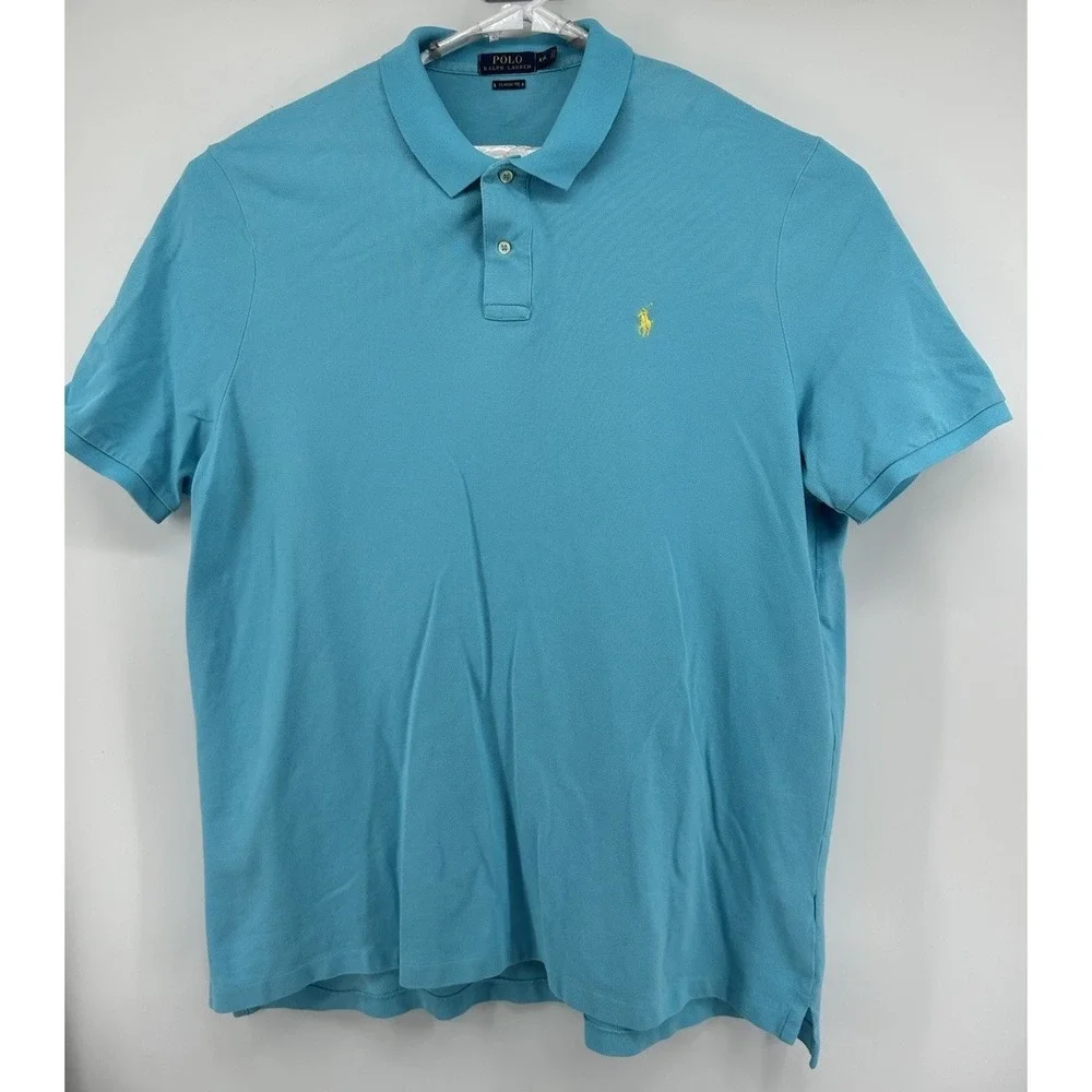 Polo‎ Ralph Lauren Classic Fit Short Sleeve Polo Shirt Baby Blue Men's 2XL